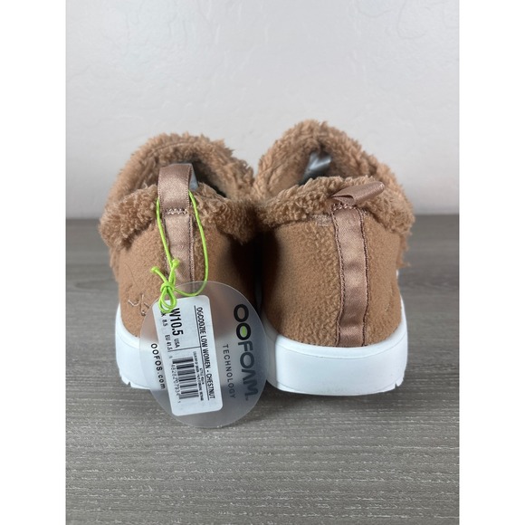 Oofos OOCoozie Low Chestnut Sherpa Fleece Recovery Shoes W10.5 NEW - Picture 4 of 6
